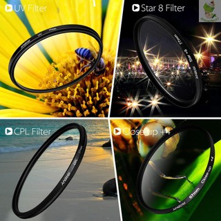 Andoer 58mm UV+CPL+Close-Up+4 +Star 8-Point Filter Circular Filter Kit Circular Polarizer Filter Macro Close-Up Star 8-P   Came-6.5