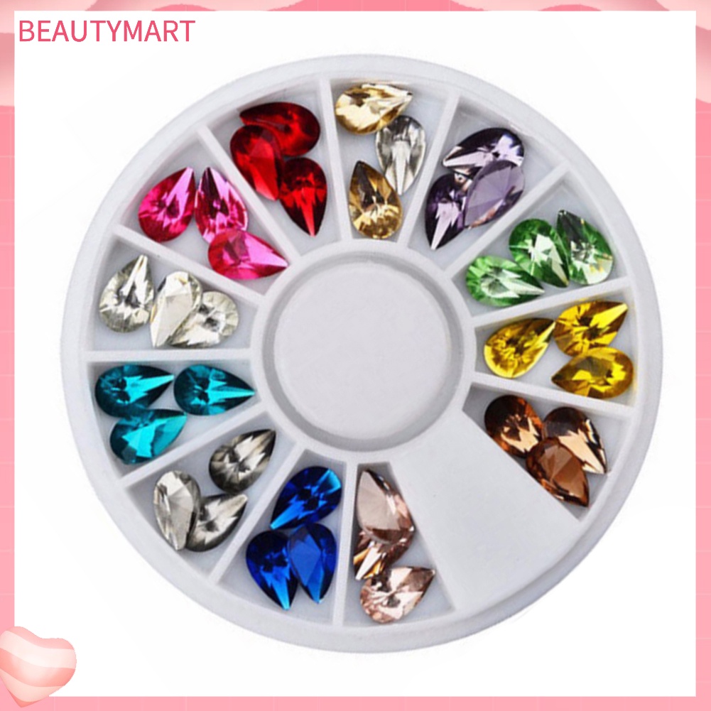 Khay Bánh Xe Đựng Hạt Nhựa Acrylic Hình Giọt Nước 3D Nhiều Màu Sắc Trang Trí Móng Nghệ Thuật DIY