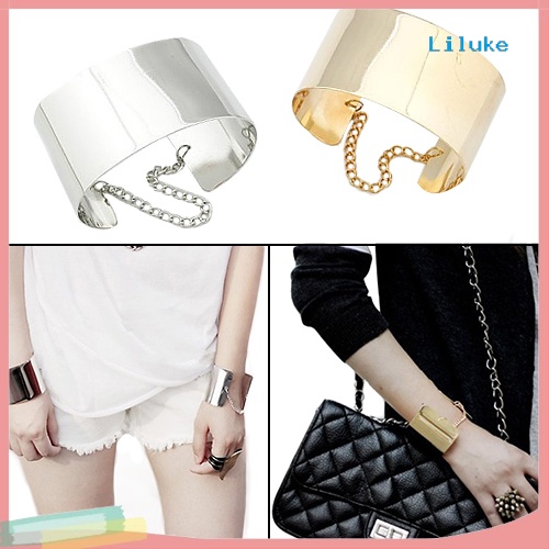 Vòng Tay Hợp Kim Hở Ngón Màu Trơn Phong Cách Rock Thời Trang Cho Nữ