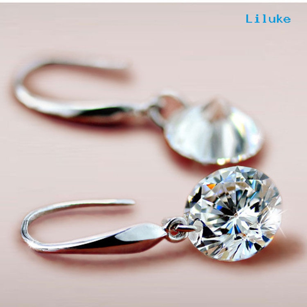 Đôi Khuyên Tai HìNh TròN Mạ BạC ĐíNh Zircon LấP LáNh ThờI Trang Cho Nữ