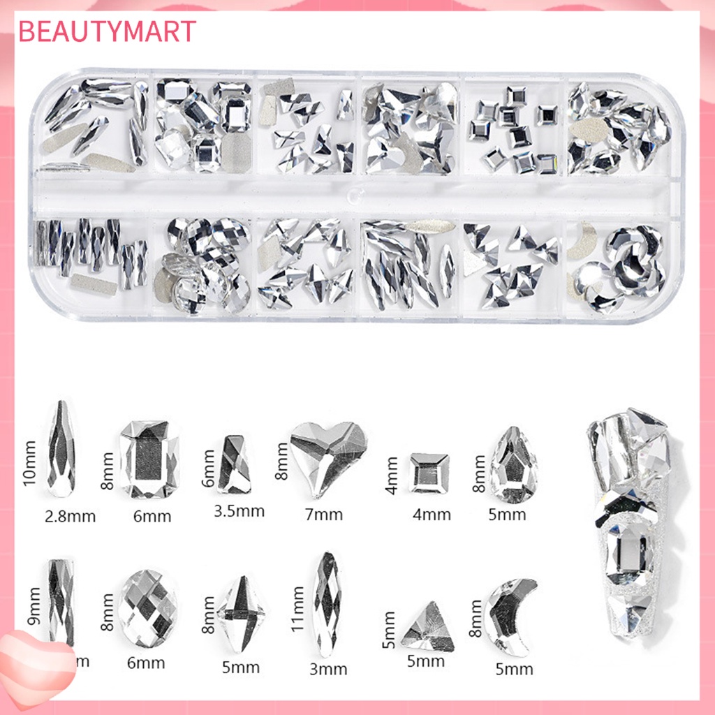 Hộp 12 Ngăn Đựng Hạt Đá Trang Trí Móng Tay Gọn Nhẹ DIY