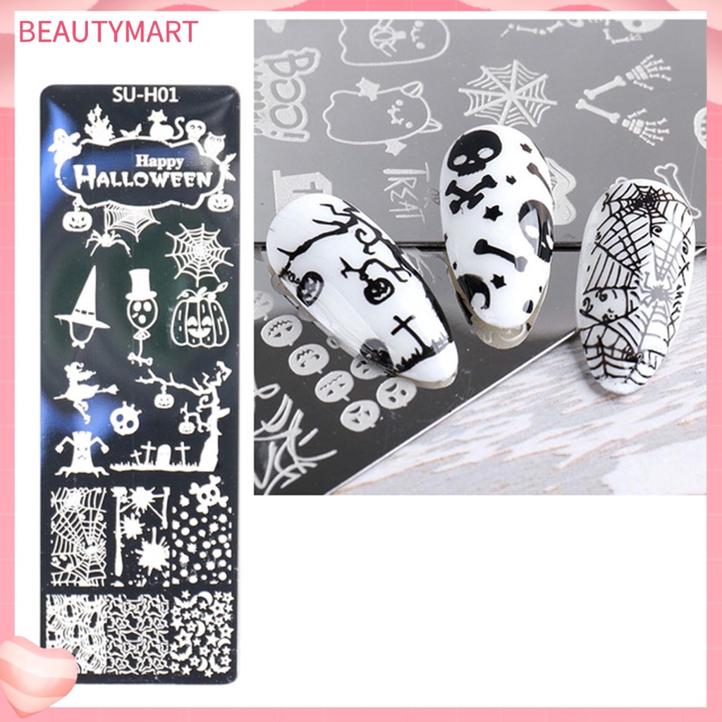 Khuôn Trang Trí Móng Nghệ Thuật Bằng Thép Không Gỉ Phong Cách Halloween Cho Nữ