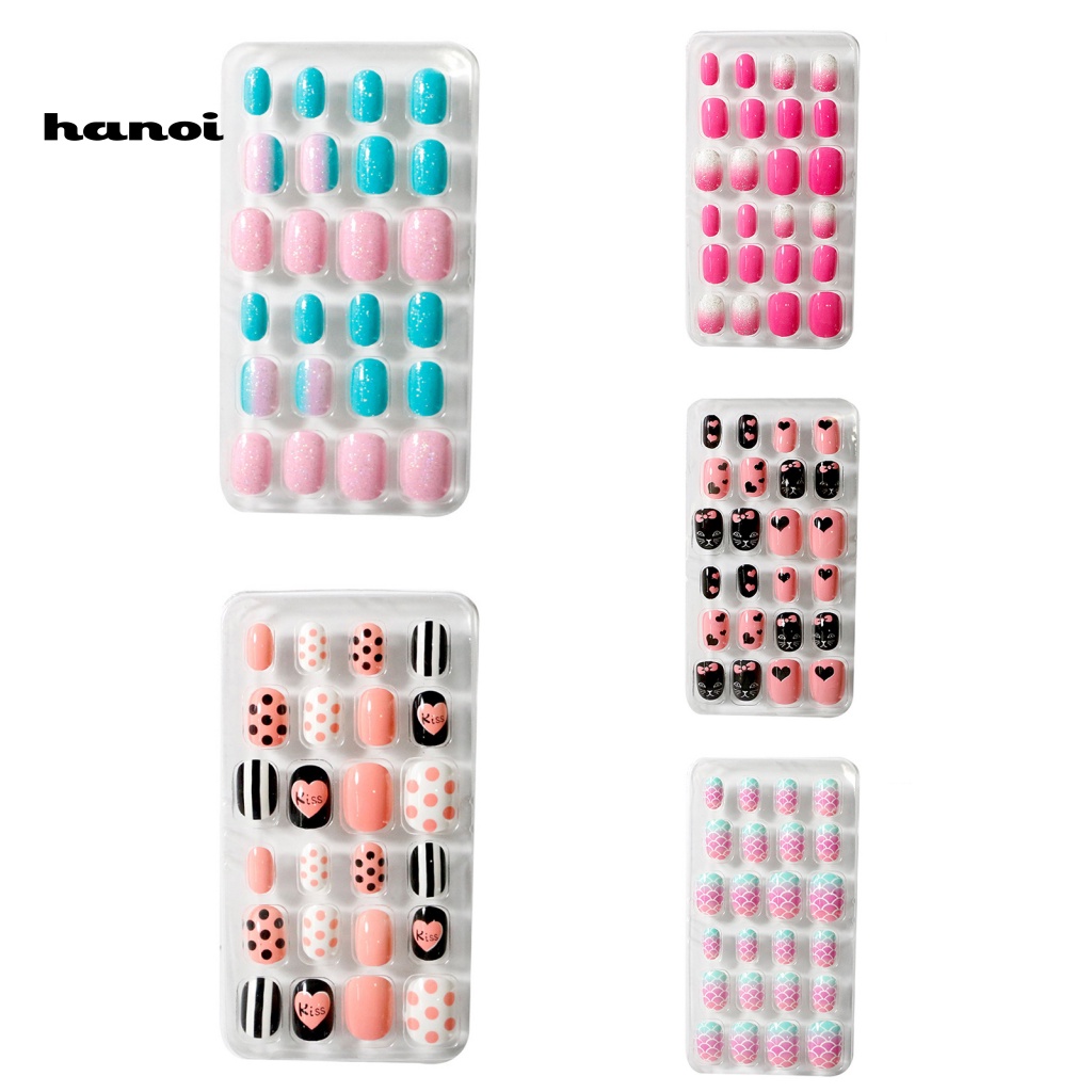 Bộ 24 Miếng Dán Móng Tay Bằng PVC Lâu Trôi Hình Trái Tim Cho Nữ