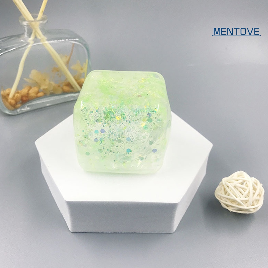 Đồ Chơi Mềm Dẻo Giảm Căng Thẳng Hình Khối Vuông Đính Kim Sa Xinh Xắn