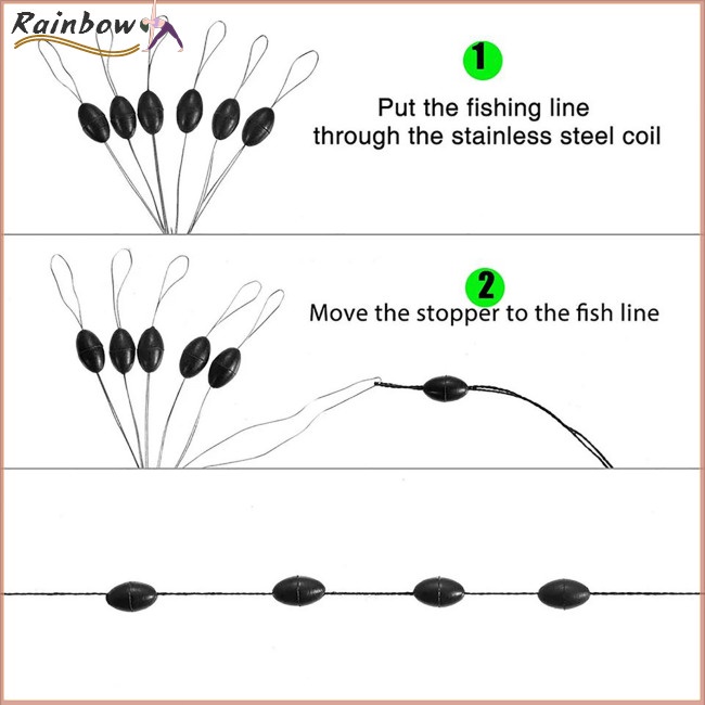 Set 100 Nút Cao Su Chặn Dây Câu Cá 0.2-5 4 Kích Cỡ#