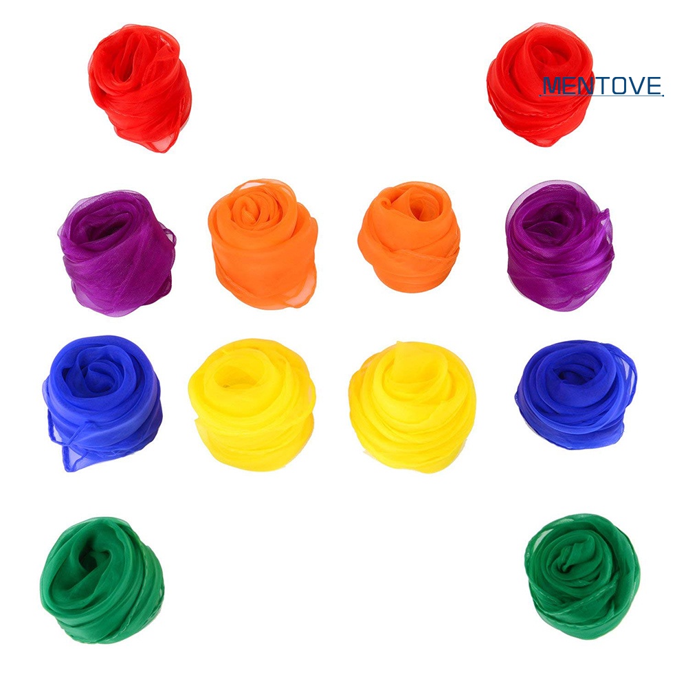 Set 12 Khăn Voan Vuông Màu Sắc Kẹo Ngọt Phụ Kiện Biểu Diễn Ảo Thuật Cho Bé