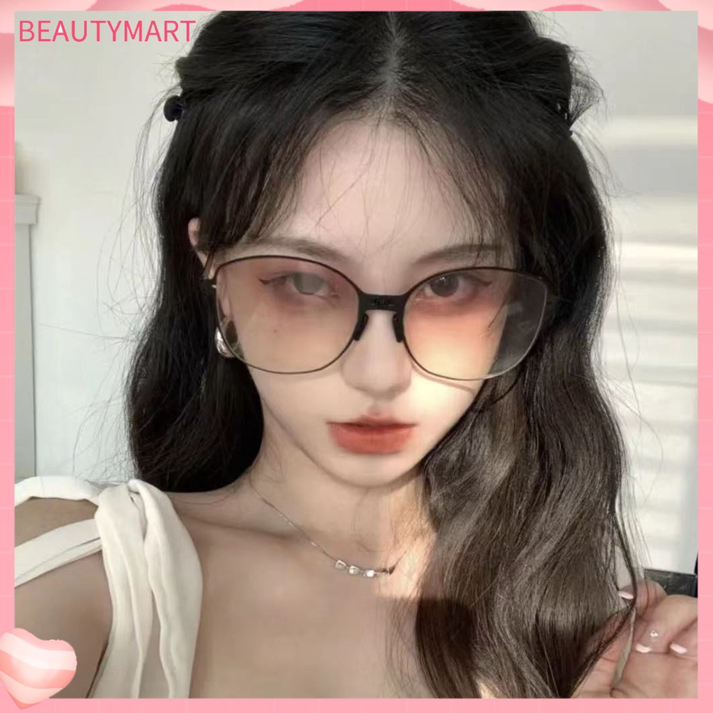 Kính Mát Gọng Kim Loại Tròng Màu Sắc Gradient Chống Tia UV400 Cho Nữ