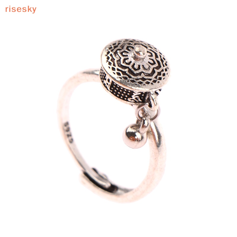 [risesky] Nhẫn Hở Cầu Nguyện Phật Giáo Chakras Hình Hoa Sen Có Thể Điều Chỉnh Kích Cỡ