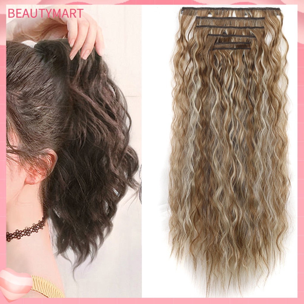 1 Bộ Tóc Giả Xoăn Dài Bằng Sợi Tự Nhiên Kết Cấu Nhẹ Nhàng Không Để Lại Dấu Vết