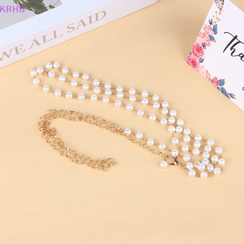 Thắt Lưng Dây Xích Đính Ngọc Trai Giả Bằng Hợp Kim Màu Trắng Thanh Lịch Cho Nữ Mới