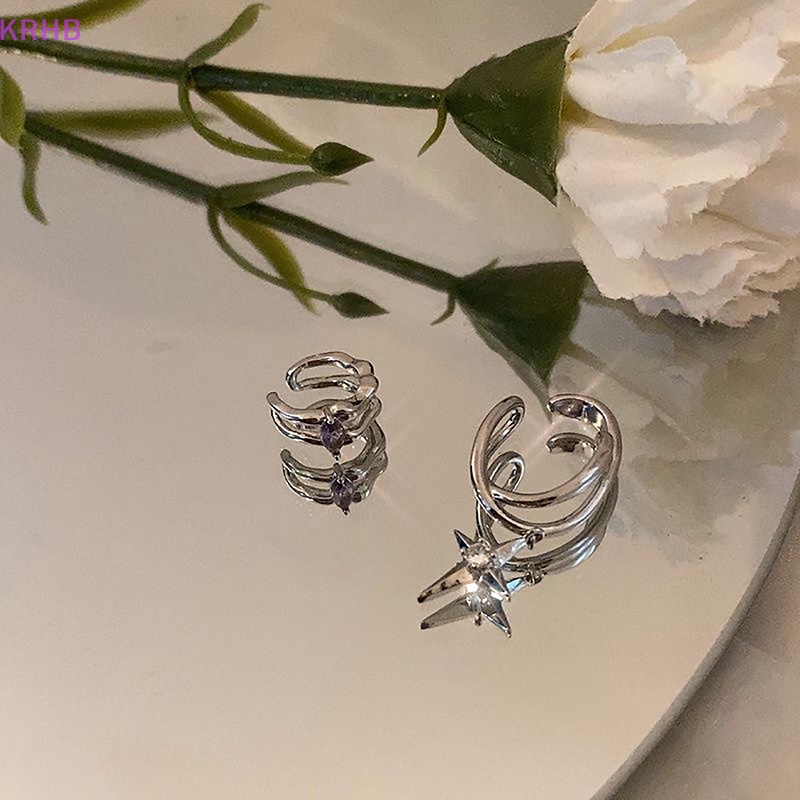 Khuyên Tai Dạng Kẹp Đính Đá Zircon Tím Thời Trang Mới