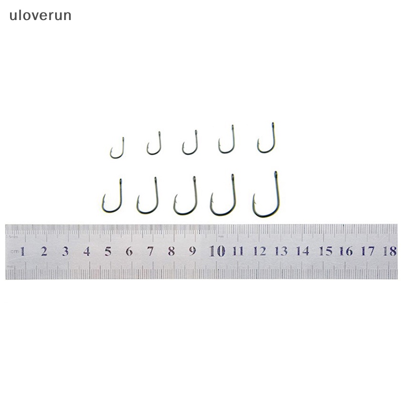 Uloverun Set 100 Lưỡi Câu Cá Bằng Thép carbon Màu Đen