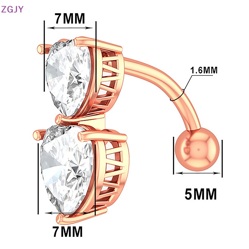 Khuyên Rốn Hình Trái Tim Đính Đá Zircon Quyến Rũ Cho Nữ Mới