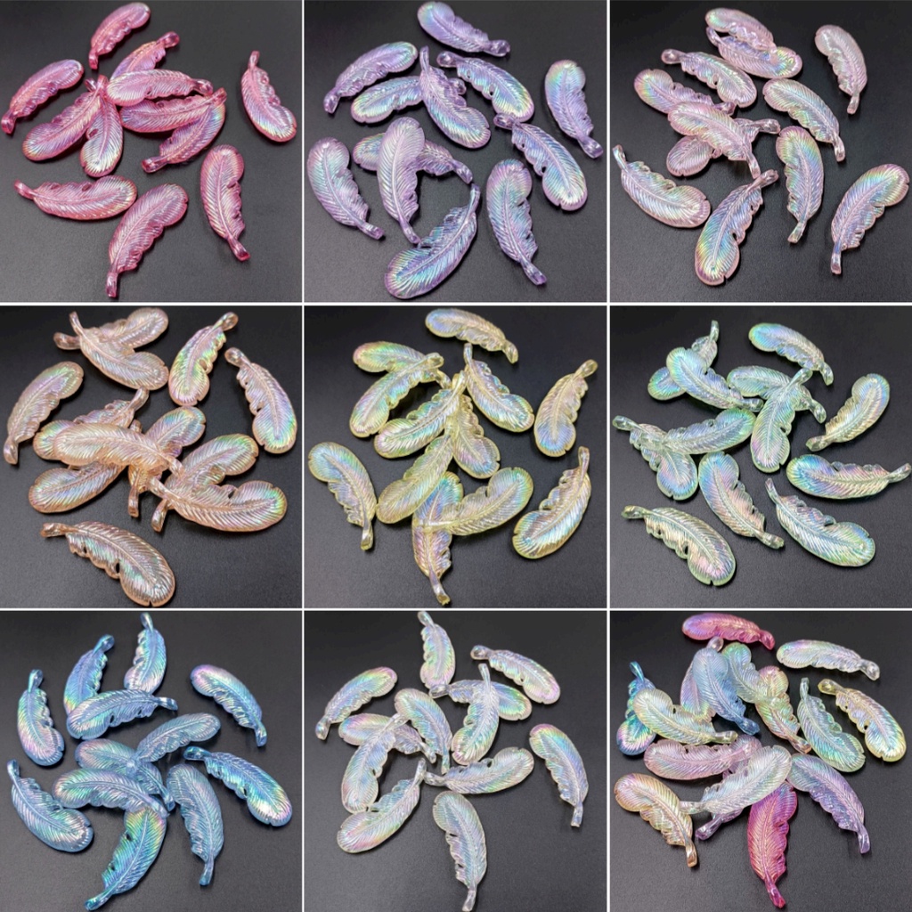 Set 10 Mặt Dây Chuyền Hình Lông Vũ Phát Quang Thời Trang