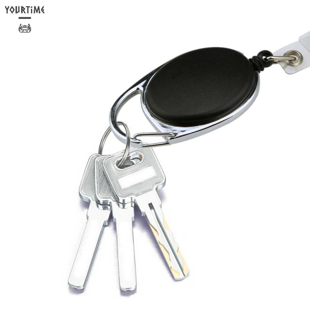 2 Móc Khóa Gắn Thẻ Tên ID Màu Đen Có Thể Thu Gọn