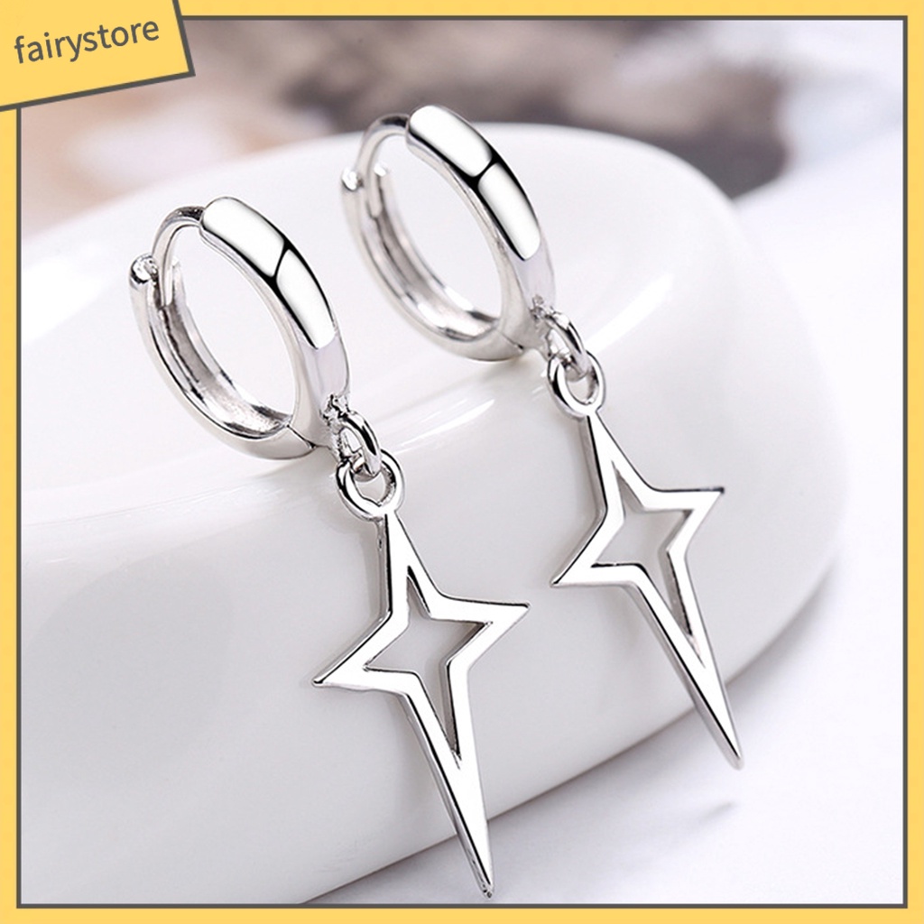 1 Đôi Bông Tai Hình Ngôi Sao Màu Trơn Phong Cách Hip hop Dành Cho Nữ