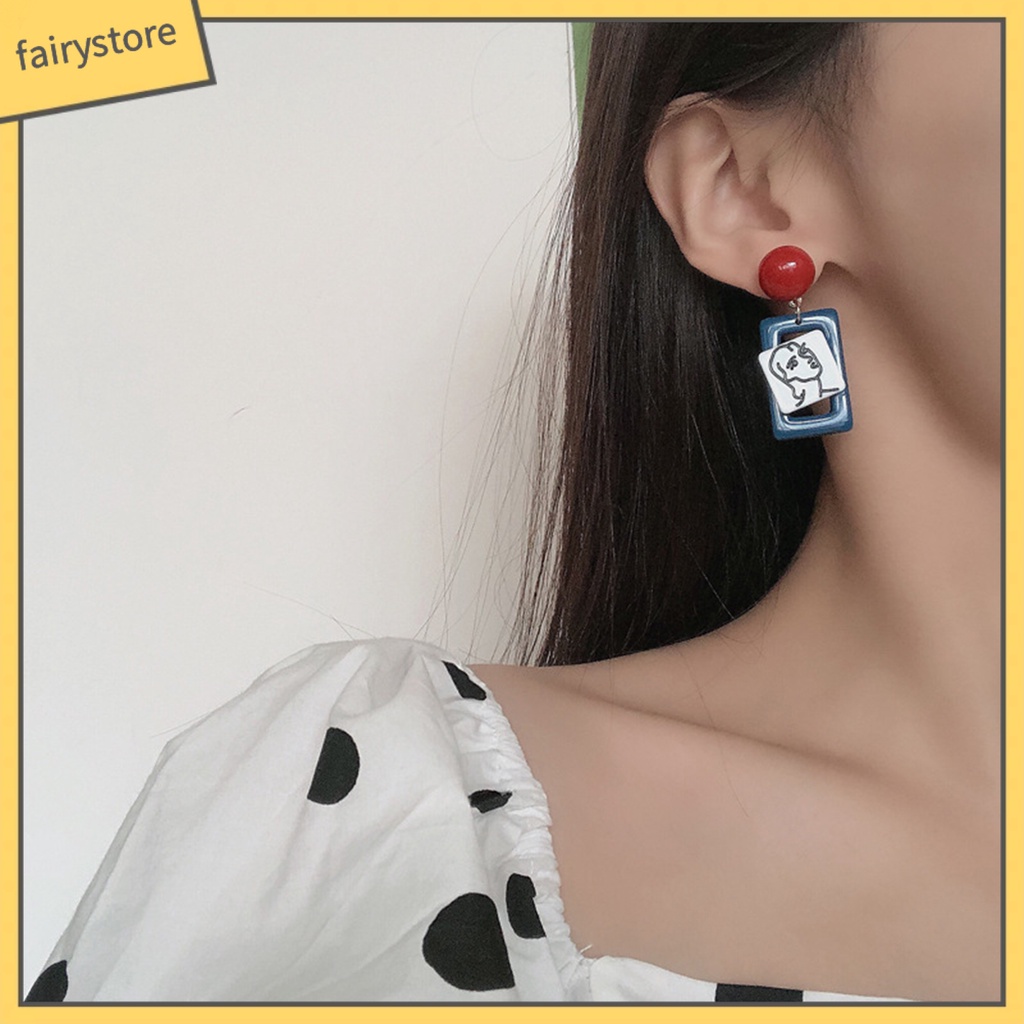 1 Đôi Bông Tai Hình Nhân Vật Trừu Tượng Phong Cách Vintage