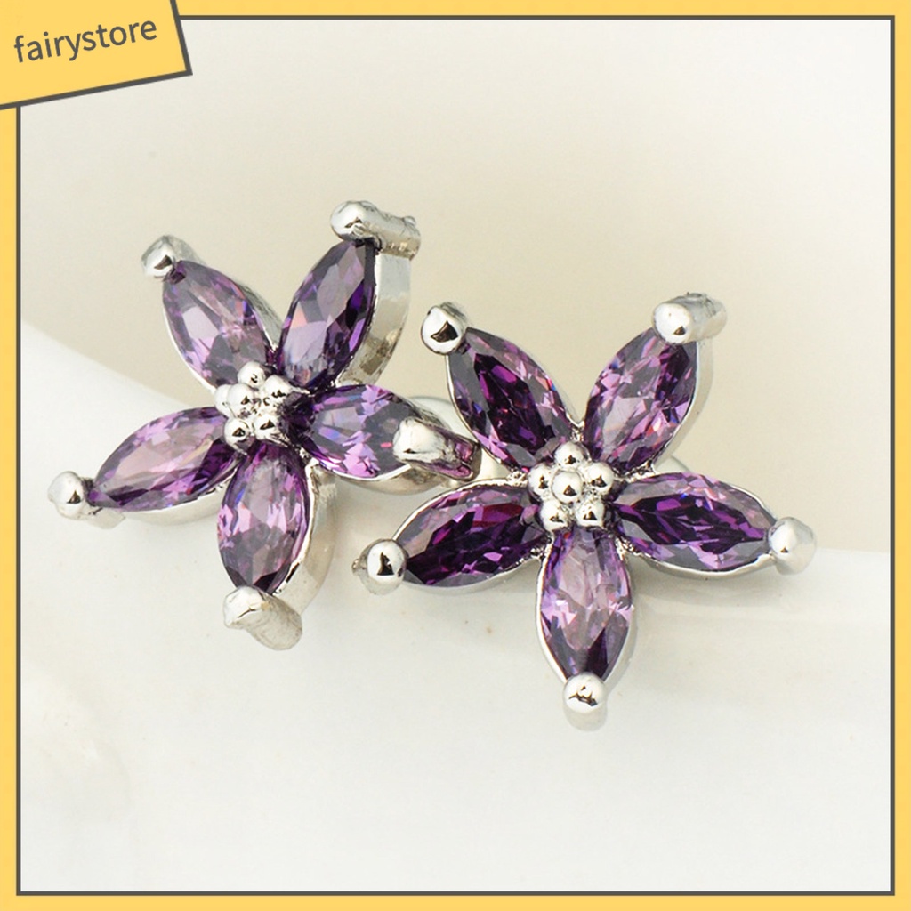 1 Đôi Bông Tai Hình Hoa Đính Đá Nhiều Màu Phong Cách Hàn Quốc