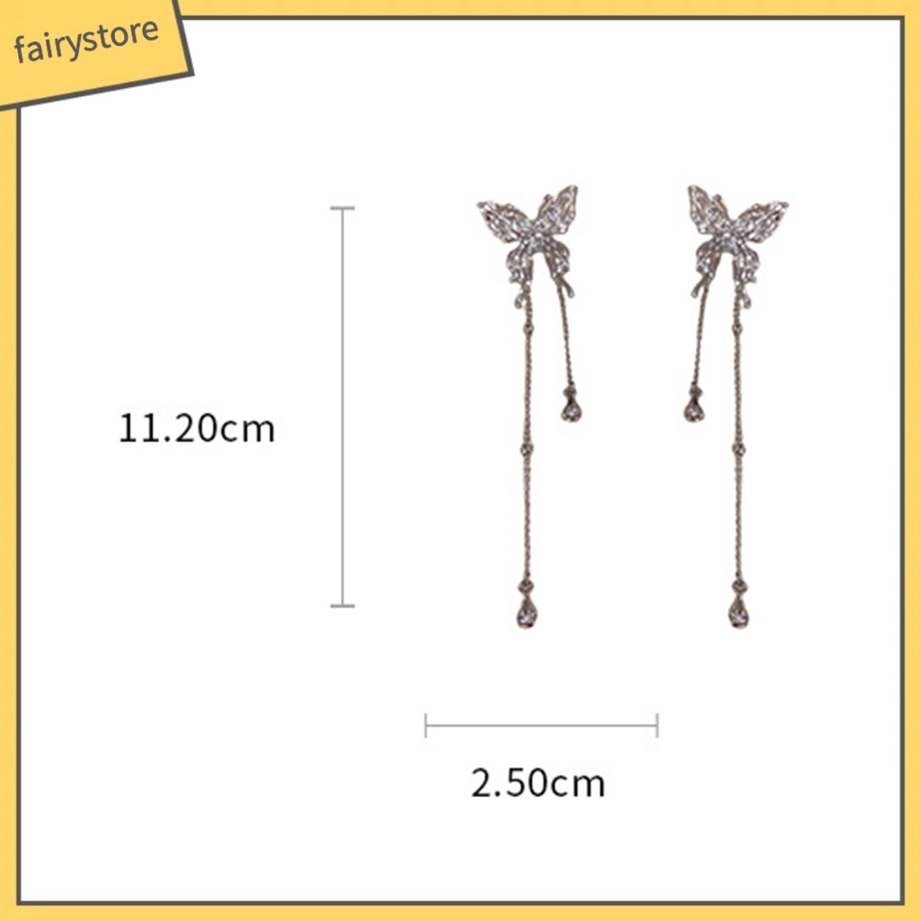 1 Đôi Bông Tai Dáng Dài Hình Bướm Đính Đá Thời Trang Dành Cho Nữ