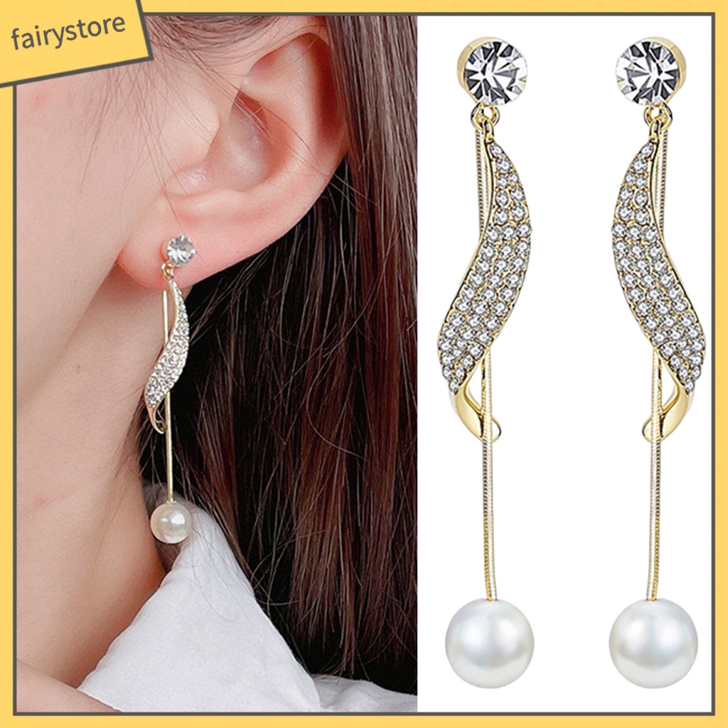 1 Đôi Bông Tai Tua Rua Đính Đá Lấp Lánh Dành Cho Nữ