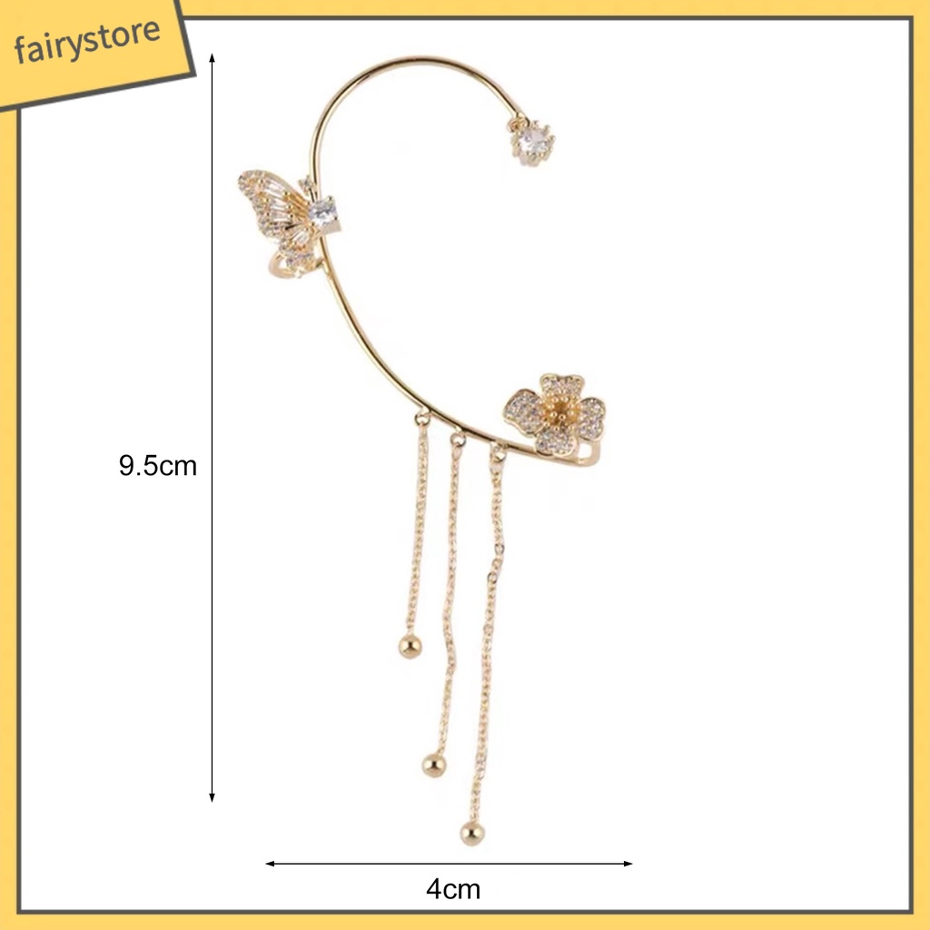 1 Khuyên Đeo Vành Tai Không Cần Xỏ Lỗ Hình Học Đính Đá Zircon Sang Trọng