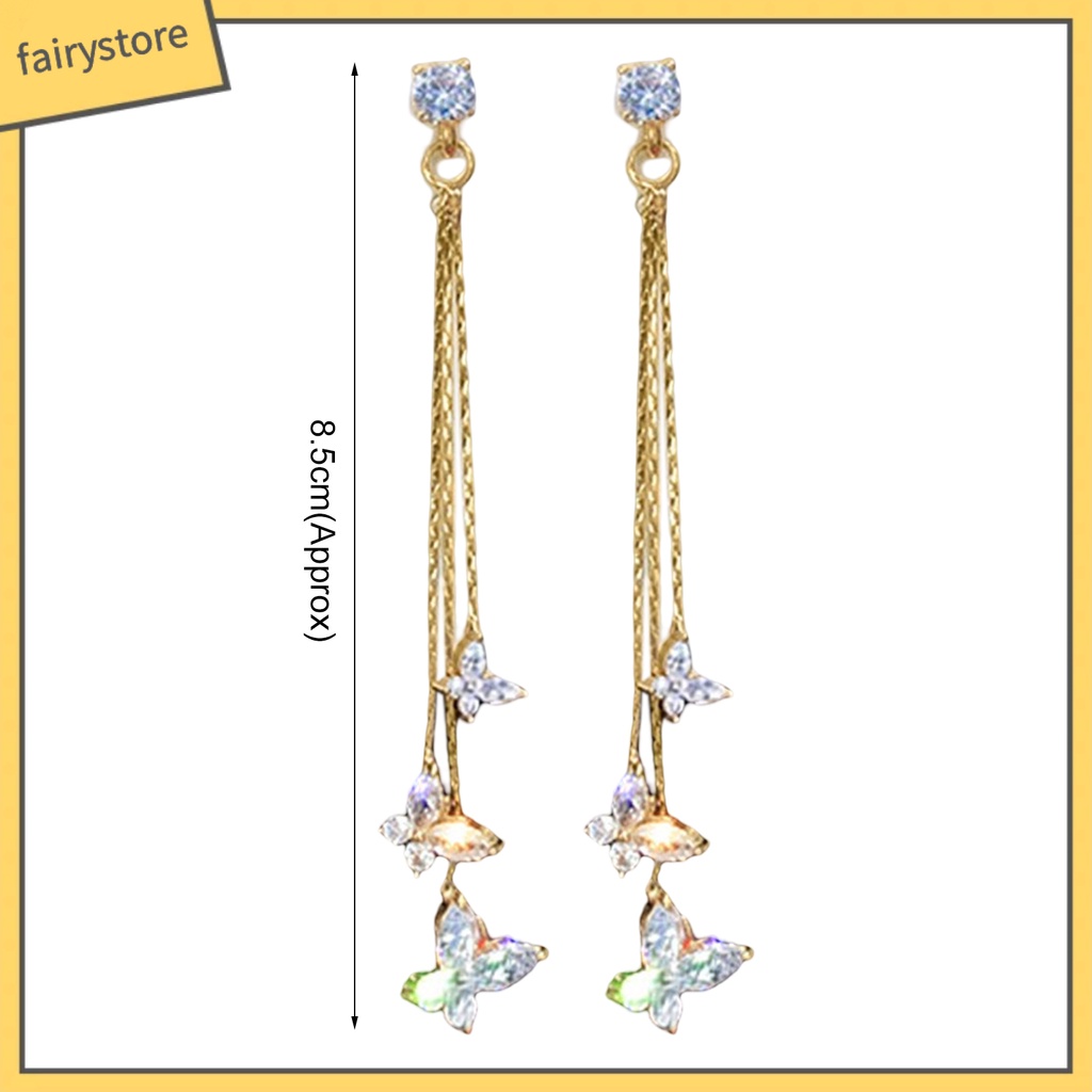 1 Đôi Bông Tai Hình Bướm Đính Đá Zircon Lấp Lánh Phong Cách Bohemia Dành Cho Nữ