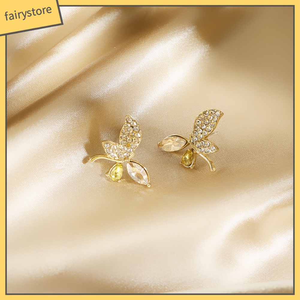 Bông Tai Hình Bướm Đính Đá Ngọt Ngào Thời Trang Dành Cho Nữ