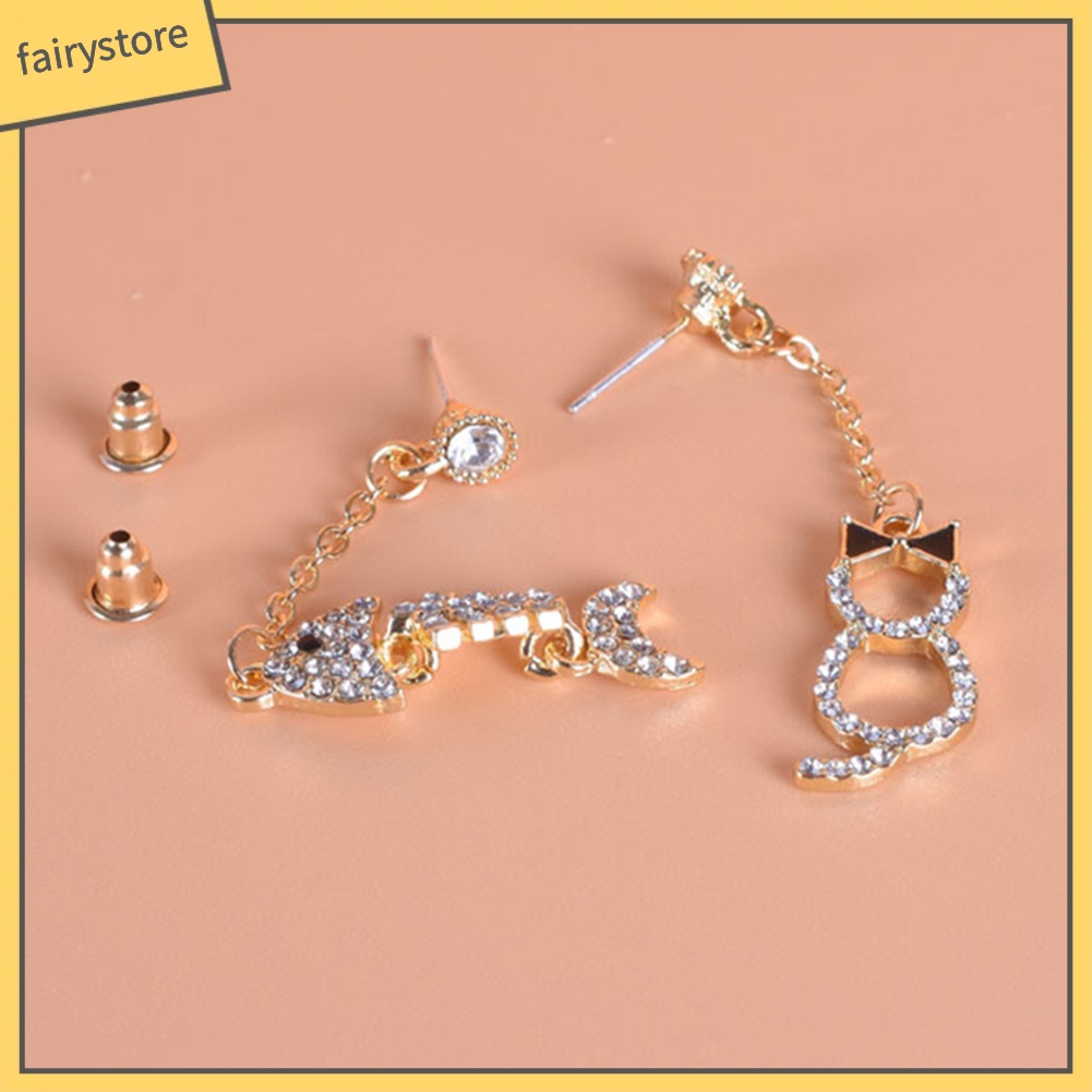 Bông Tai Dáng Dài Hình Xương Cá / Mèo Thời Trang Dự Tiệc Cho Nữ