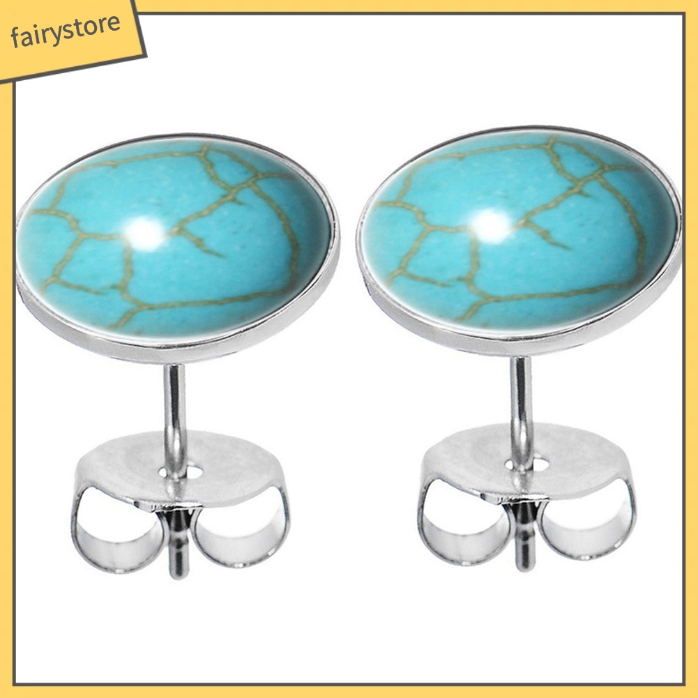 Khuyên Tai Đính Đá Ngọc Lam Nhân Tạo Hình Tròn Lớn Đơn Giản Thời Trang Dành Cho Nữ