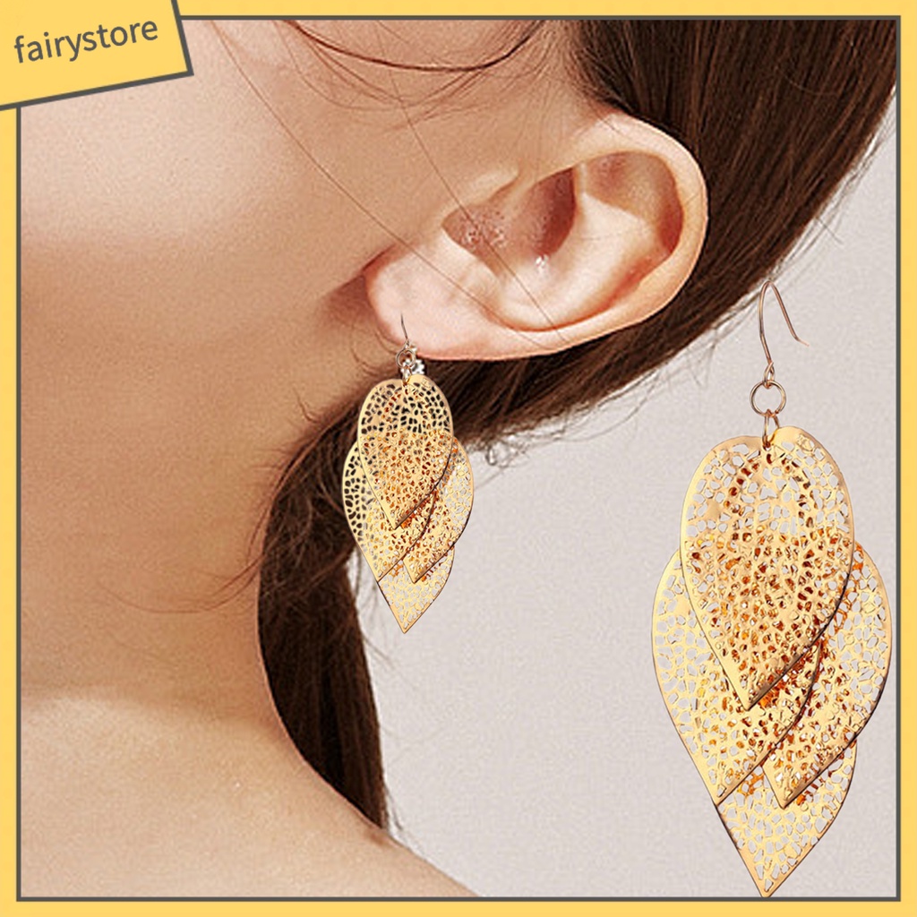 1 Đôi Bông Tai Tua Rua Mạ Điện Thời Trang Nữ Tính