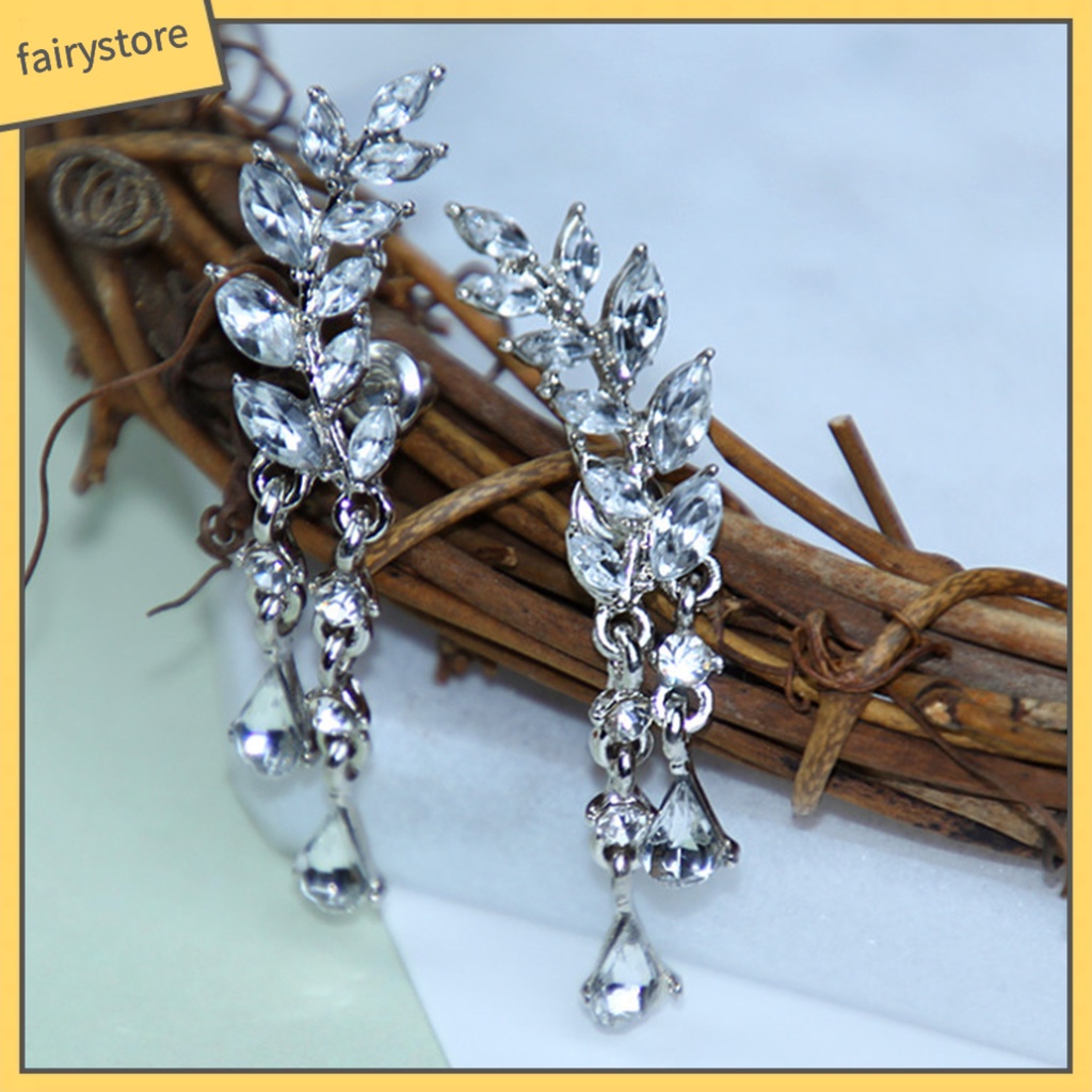 1 Đôi Bông Tai Hình Chiếc Lá Bằng Hợp Kim Lấp Lánh Dành Cho Nữ