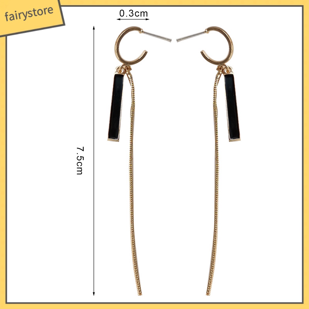 1 Cặp Bông Tai Dáng Dài Viền Lá Tua Rua Màu Sắc Tương Phản Cổ Điển Thời Trang Cho Nữ