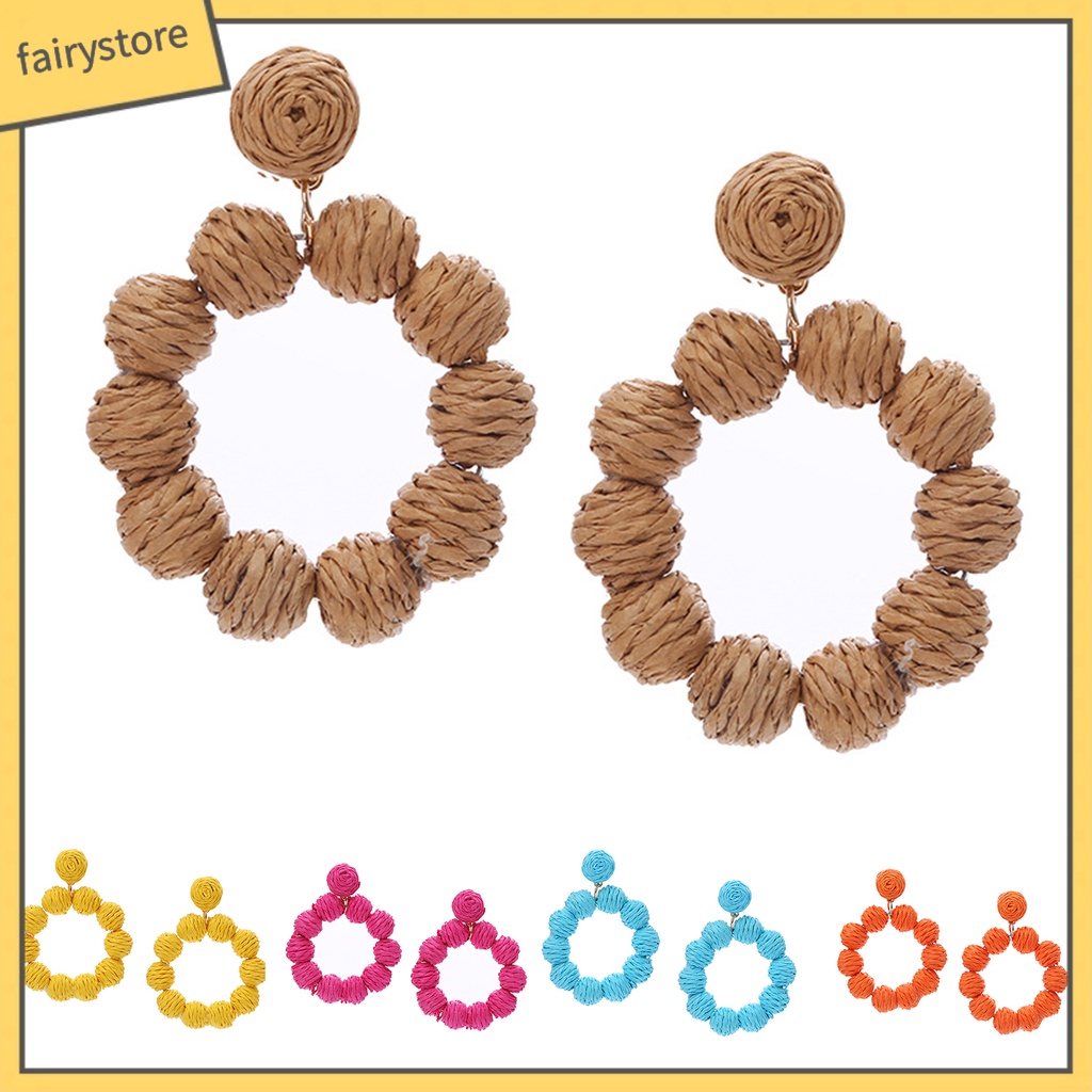 1 Đôi Bông Tai Hình Tròn Phong Cách Bohemian Dành Cho Nữ