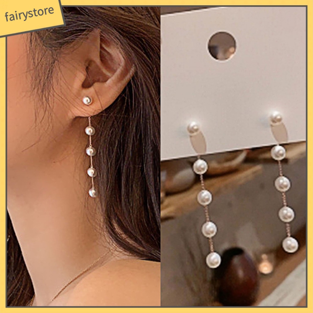 Khuyên Tai Tua Rua Đính Ngọc Trai Nhân Tạo Phong Cách Hàn Quốc