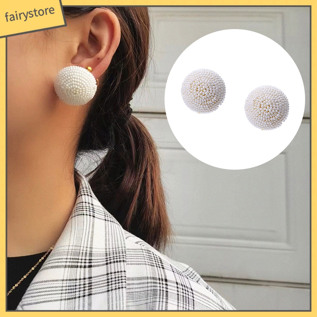 [FRO] 1 Đôi Bông Tai Xỏ Hạt Tròn Nhiều Màu Phong Cách Bohemian Vintage Thích Hợp Đi Tiệc