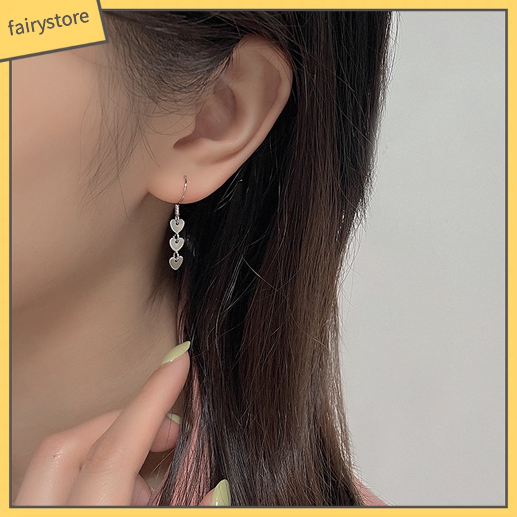 [FRO] Bông Tai Tua Rua Hình Trái Tim Dáng Dài Nhẹ Nhàng Dễ Phối Đồ