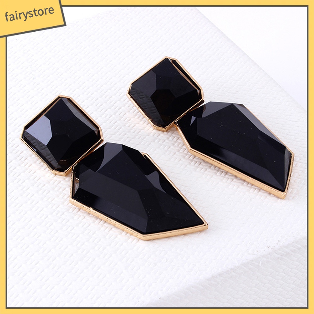 Bông Tai Hình Học Bằng Nhựa Resin Lấp Lánh Phong Cách Vintage Dành Cho Nữ