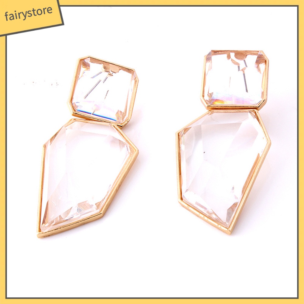 Bông Tai Hình Học Bằng Nhựa Resin Lấp Lánh Phong Cách Vintage Dành Cho Nữ