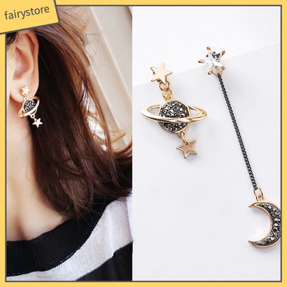 Bông Tai Dài Hình Mặt Trăng Và Ngôi Sao Bằng Hợp Kim Thời Trang Cho Nữ