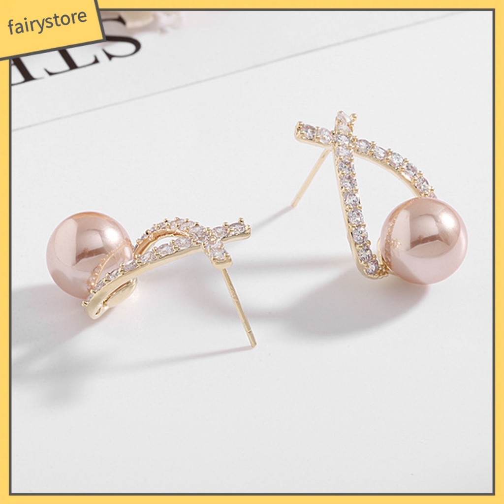 Bông Tai Hình Chữ Thập Đính Đá Trọng Lượng Nhẹ Lâu Trôi Dành Cho Nữ