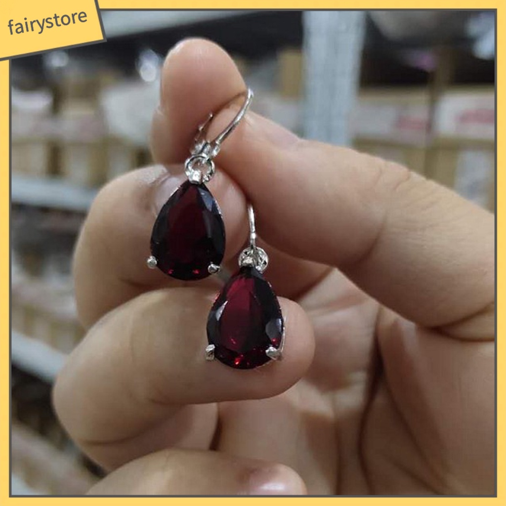 1 Đôi Bông Tai Hợp Kim Hình Giọt Nước Đính Pha Lê Sang Trọng