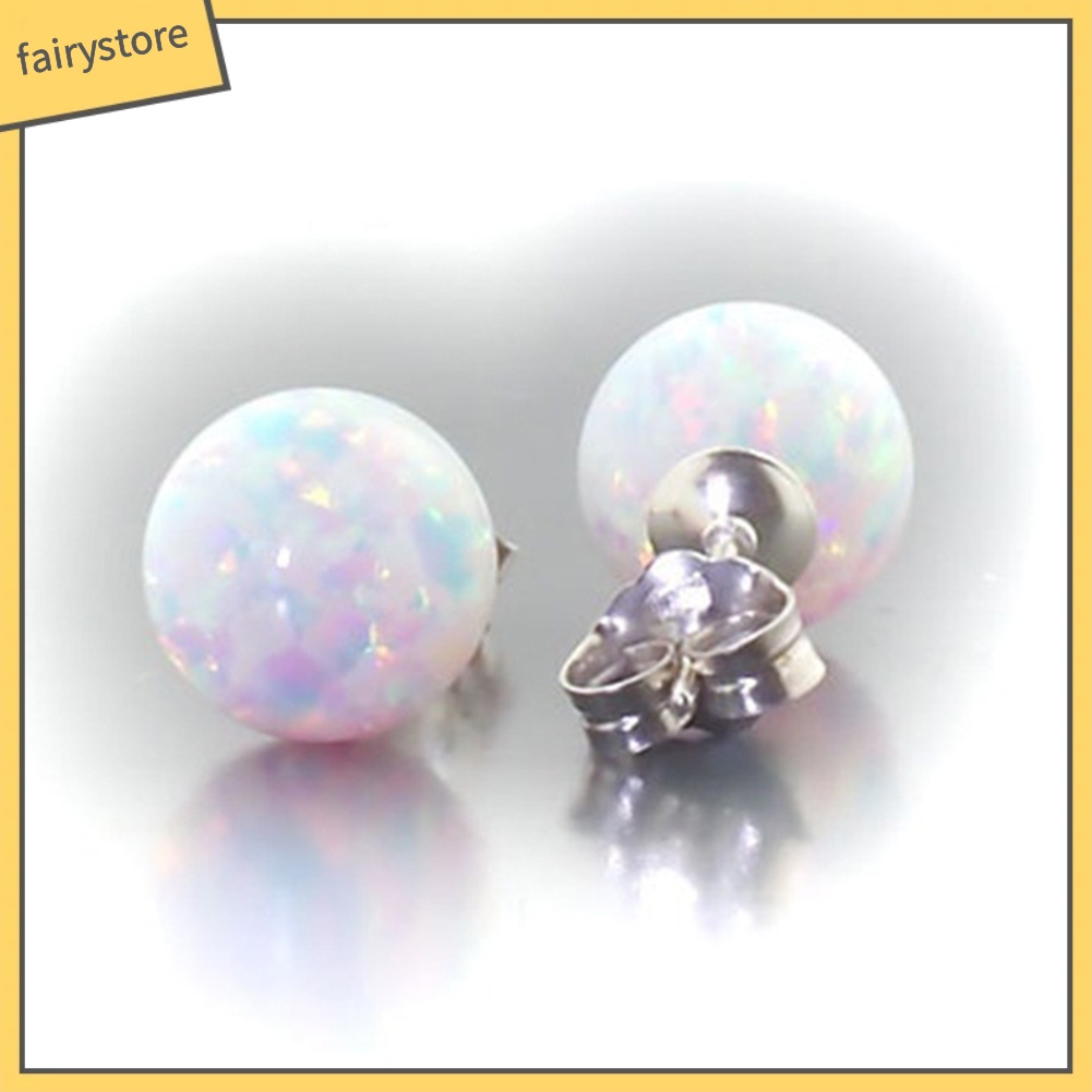 Khuyên Tai Đính Đá Opal Nhân Tạo Hình Tròn Thời Trang