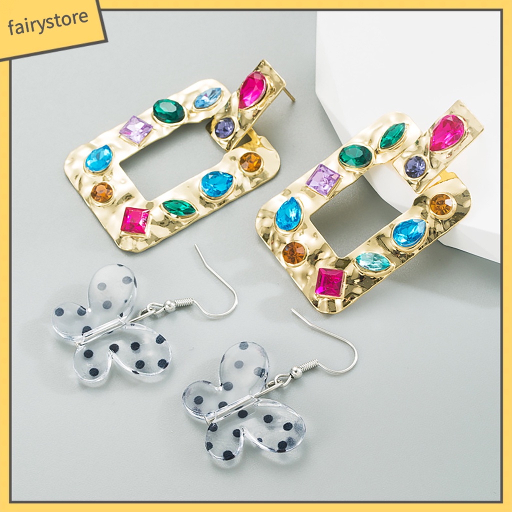 1 Đôi Bông Tai Đính Đá Sang Trọng Phong Cách Vintage