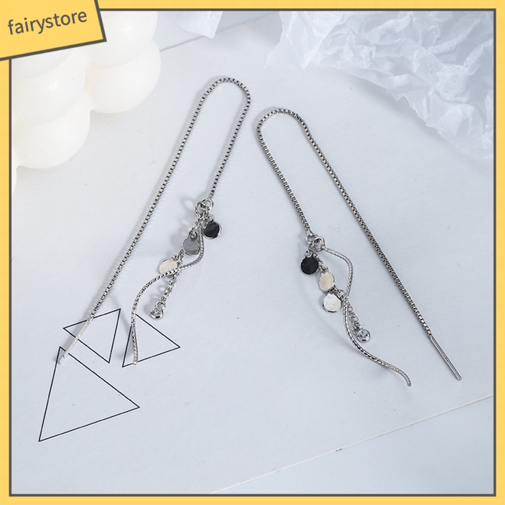 1 Đôi Bông Tai Tua Rua Dài Mỏng Họa Tiết Hình Học Thời Trang