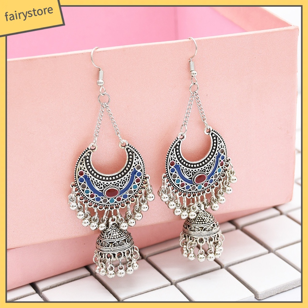 Bông Tai Tua Rua Hình Chuông Phong Cách Bohemian Cổ Điển Dành Cho Nữ