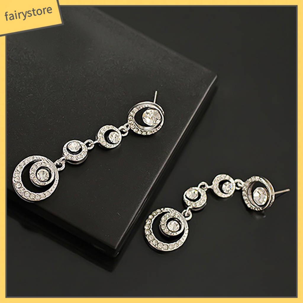 Bông Tai Tròn Đính Đá Lấp Lánh Dành Cho Nữ