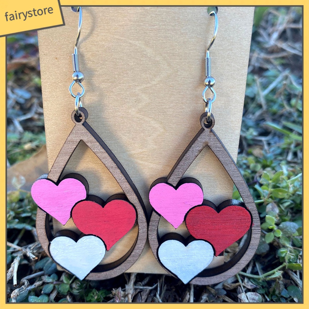 1 Đôi Bông Tai Hình Giọt Nước Bằng Gỗ Nhiều Màu Thời Trang Cho Nữ