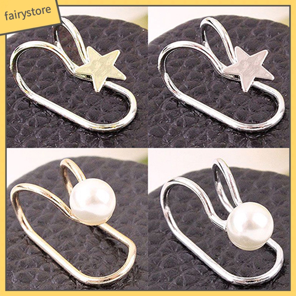 [FRO] Khuyên Kẹp Vành Tai Không Xỏ Đính Ngọc Trai Giả Hình Trái Tim Mặt Trăng Tinh Tế Cho Nữ