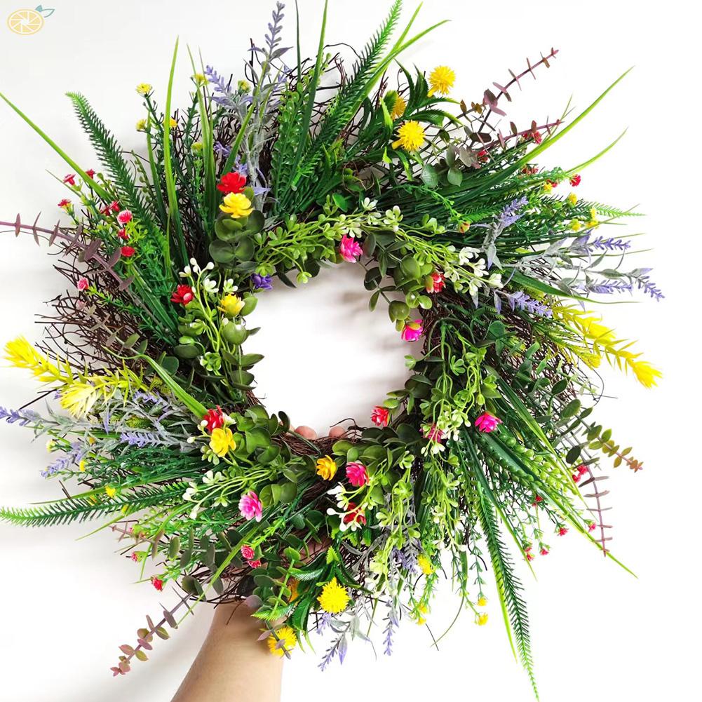 【VARSTR】Wildflower Wreath Rustic Home Spring Decor Artificial Cottage Handmade Garland