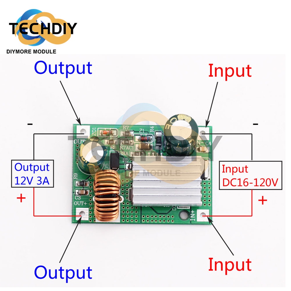 Mô Đun Hạ Áp DC 9V 12V 24V 36V 48V 72V 120V Sang 5V 12V 3A Chuyên Dụng
